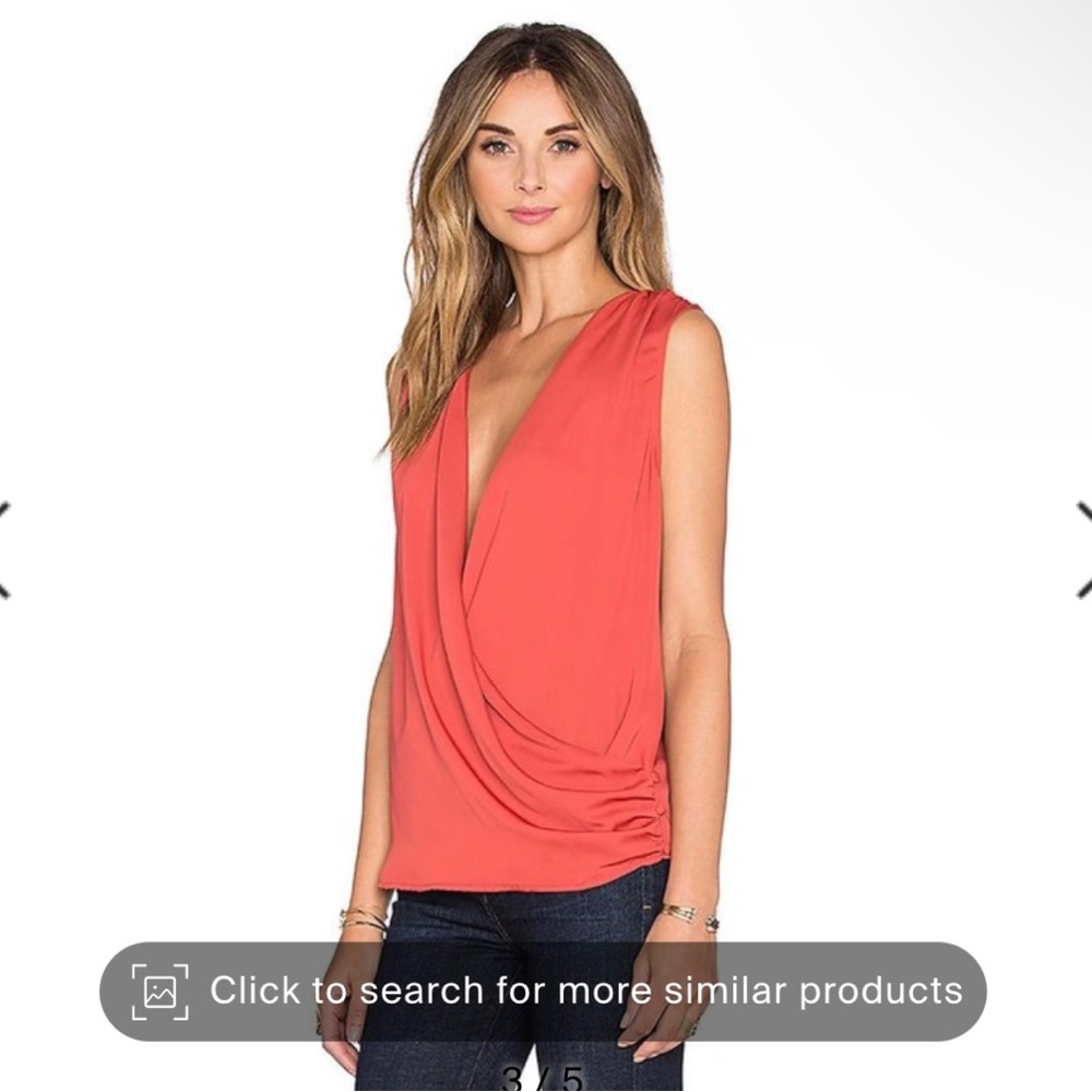 L’Academie Red Orange Wrap Blouse